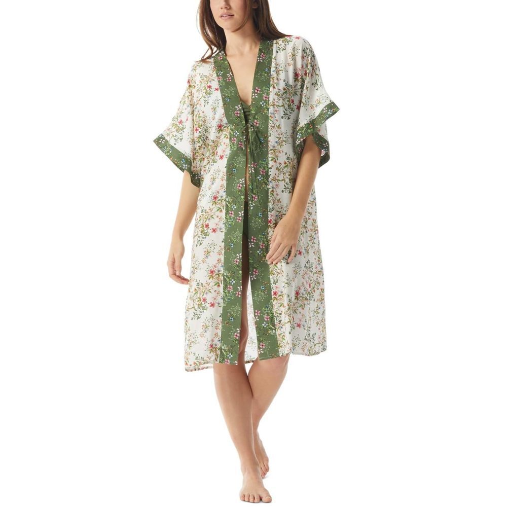 Vince Camuto Women's Printed Kimono Midi Swim Cover-Up Size Medium Multicolor
